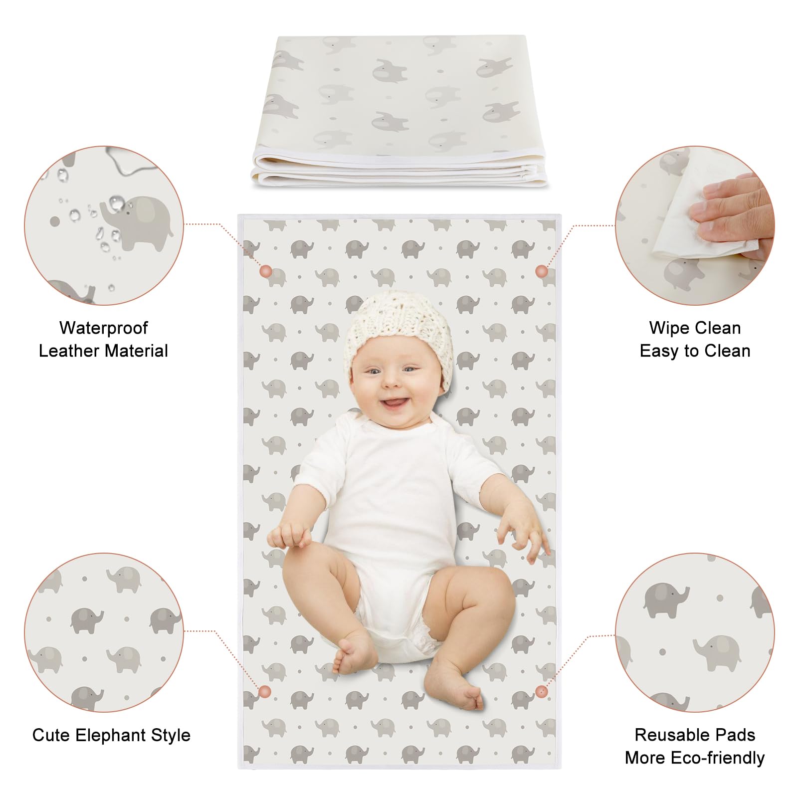 PHOEBUS BABY vegan leather changing mat, travel-ready setup for on-the-go parents.