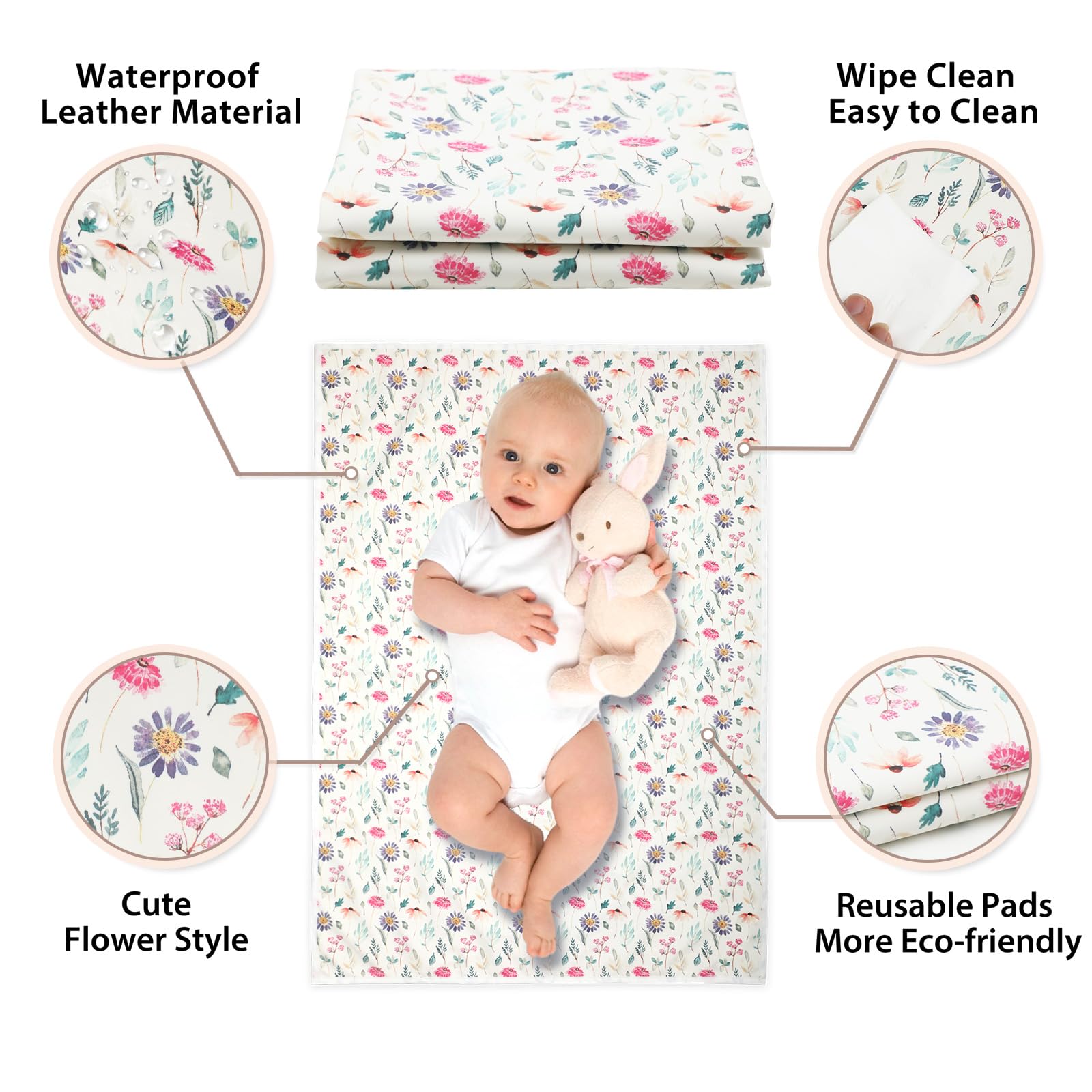 PHOEBUS BABY changing mat surface is wipe-clean and travel-friendly