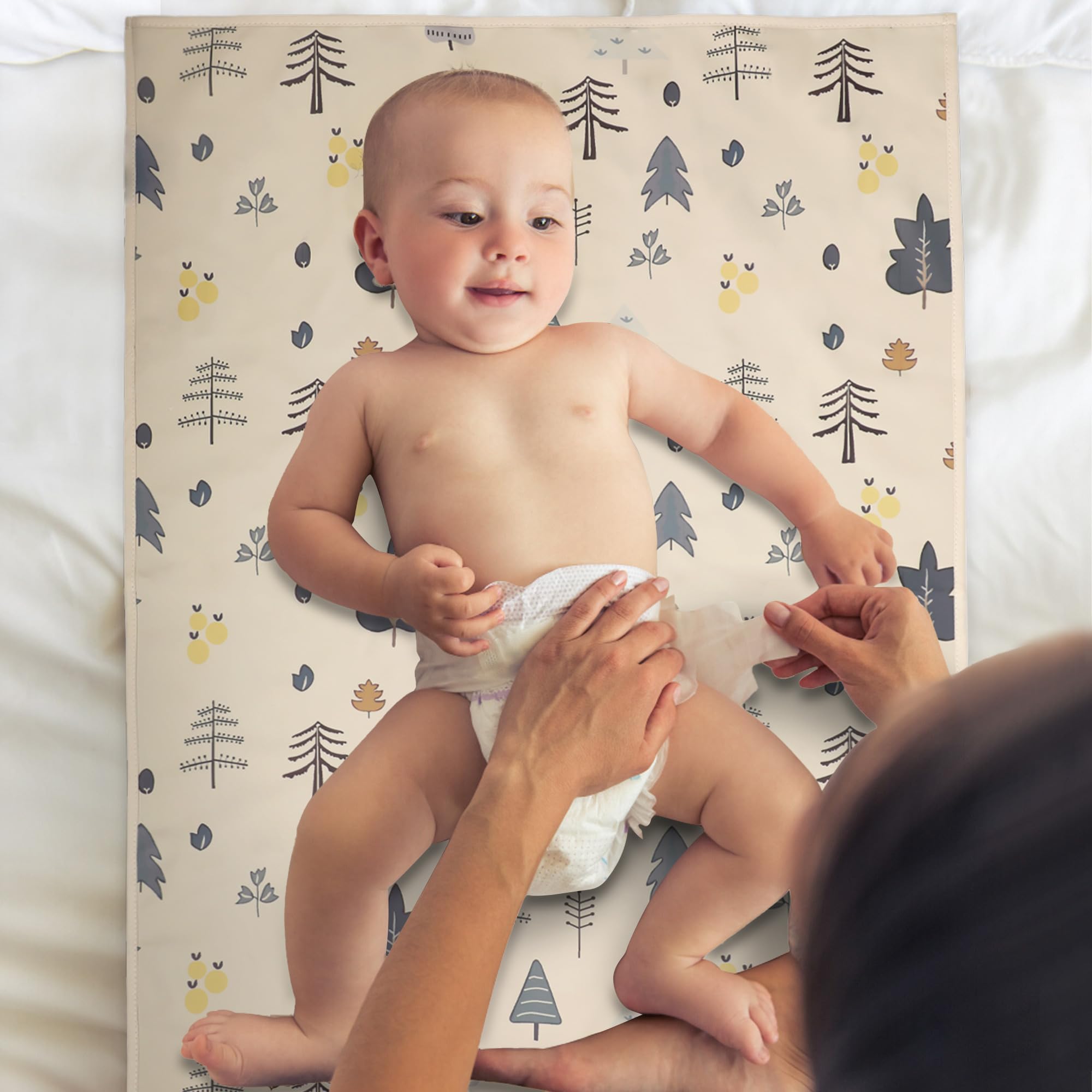 PHOEBUS BABY vegan leather mat close up showing waterproof surface for diaper changes