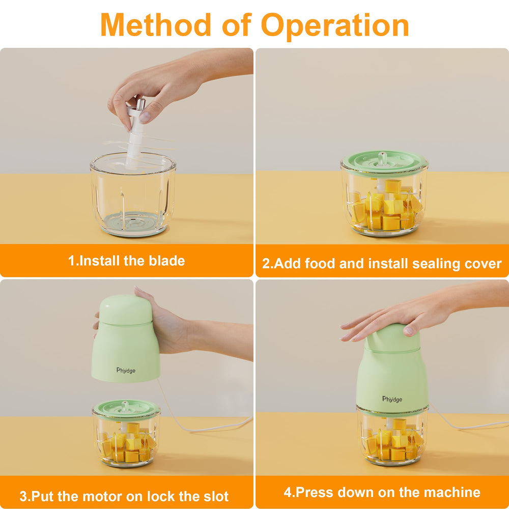 Phydge baby food maker push-down-start for simple use.