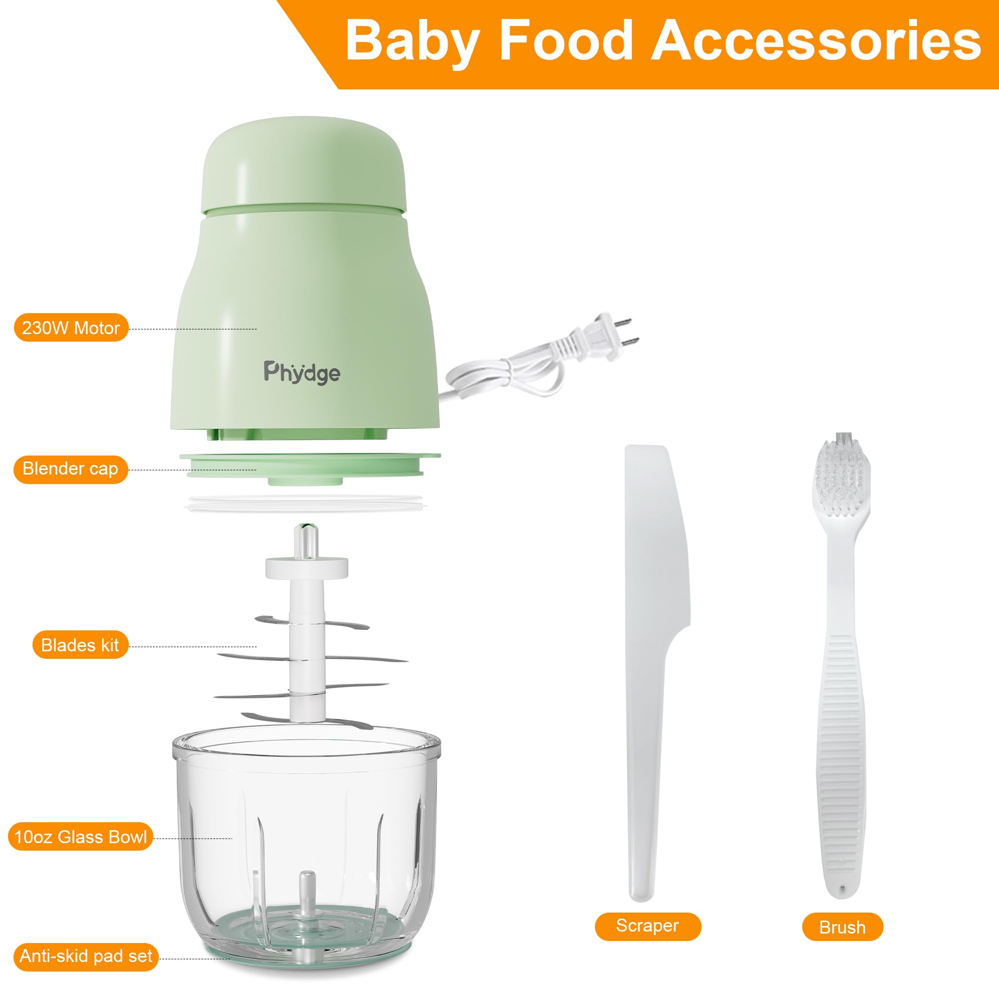 Phydge baby food maker sealed-lid prevents spills during prep.