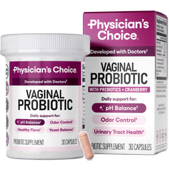Physician's CHOICE vaginal probiotic bottle supports daily balance.