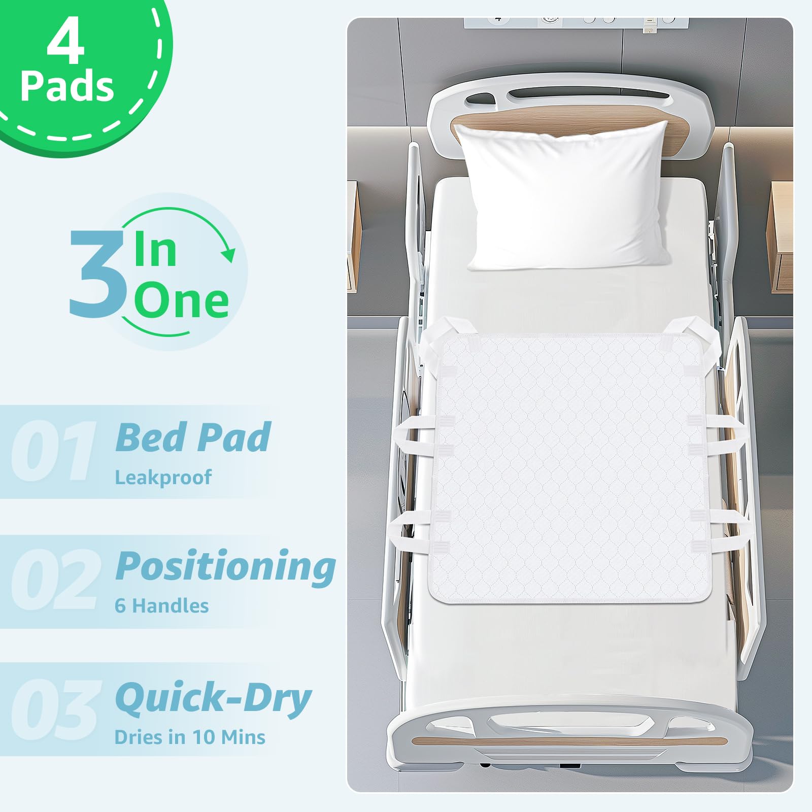 PICK FOR LIFE washable bed pad ready for machine washing after use.