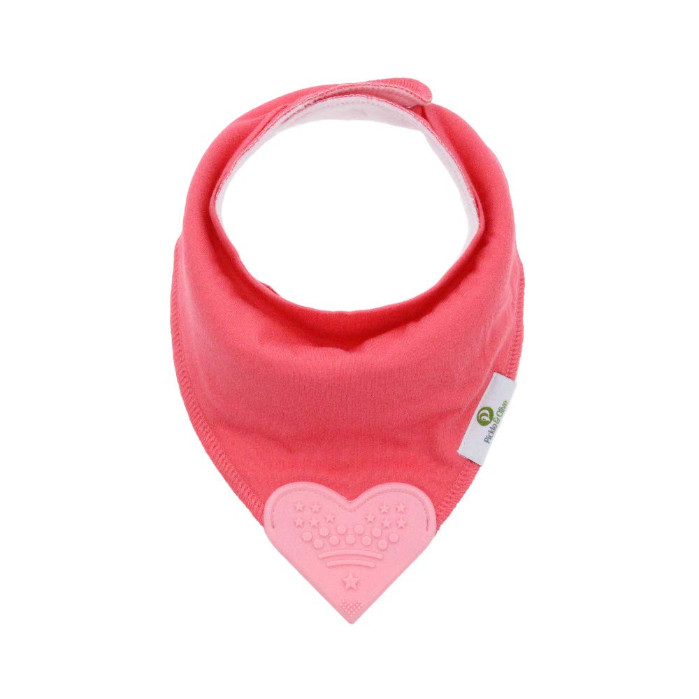 Pickle & Olive adjustable snaps on pink bib for growing baby