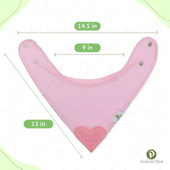 Pickle & Olive bib pink front view highlighting 100 cotton absorbent surface