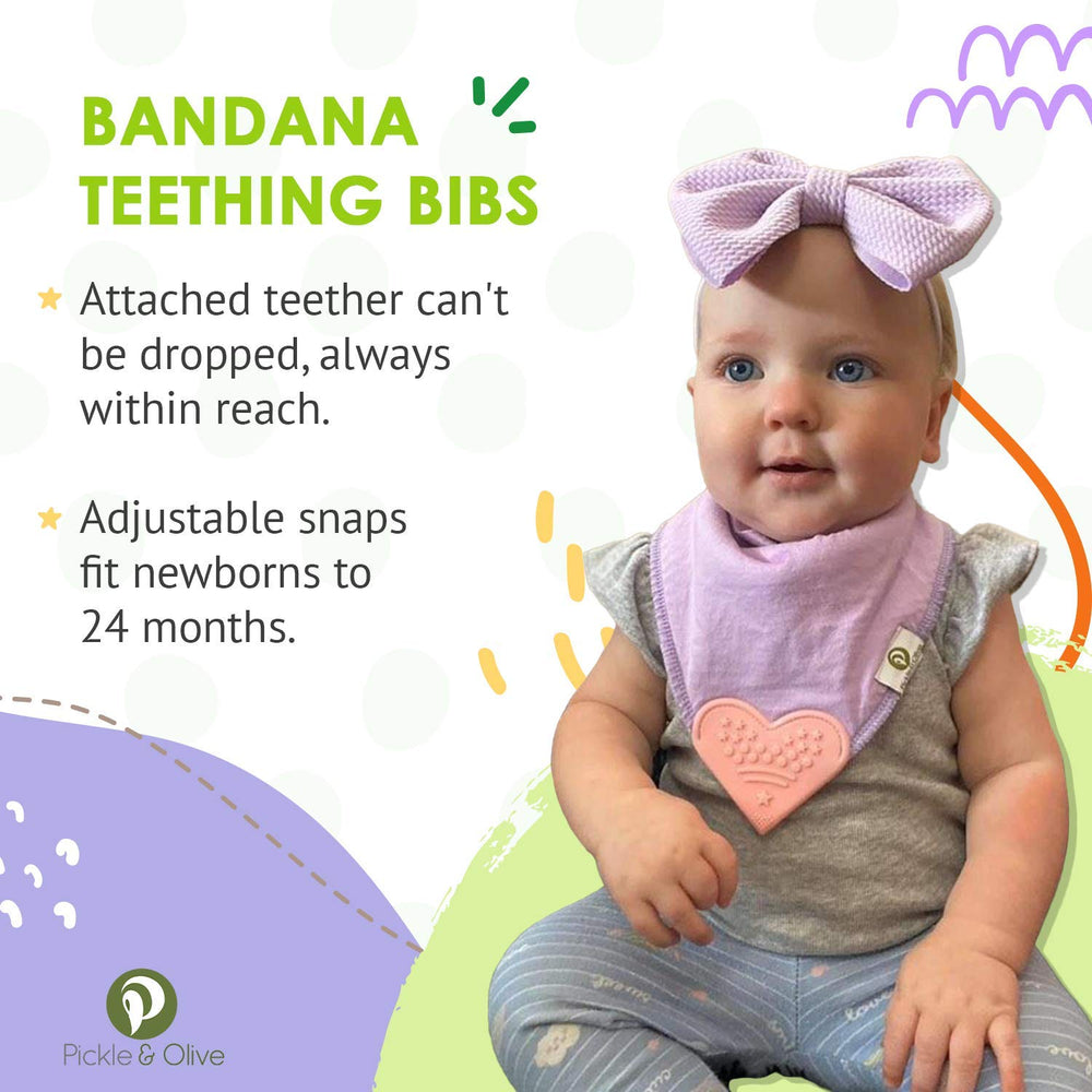 Pickle & Olive bandana teether pink set4 back view with durable polyester backing