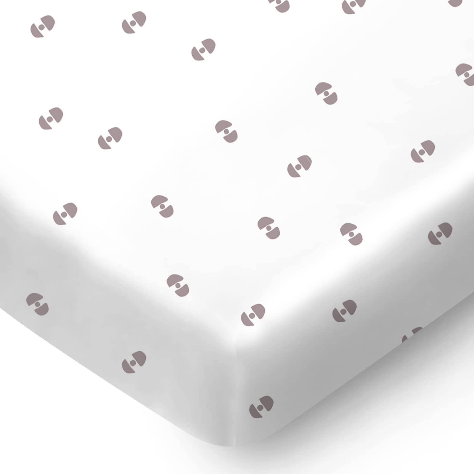 Pickle & Pumpkin mini crib sheet with geometric pattern, soft organic cotton for a cozy nursery.