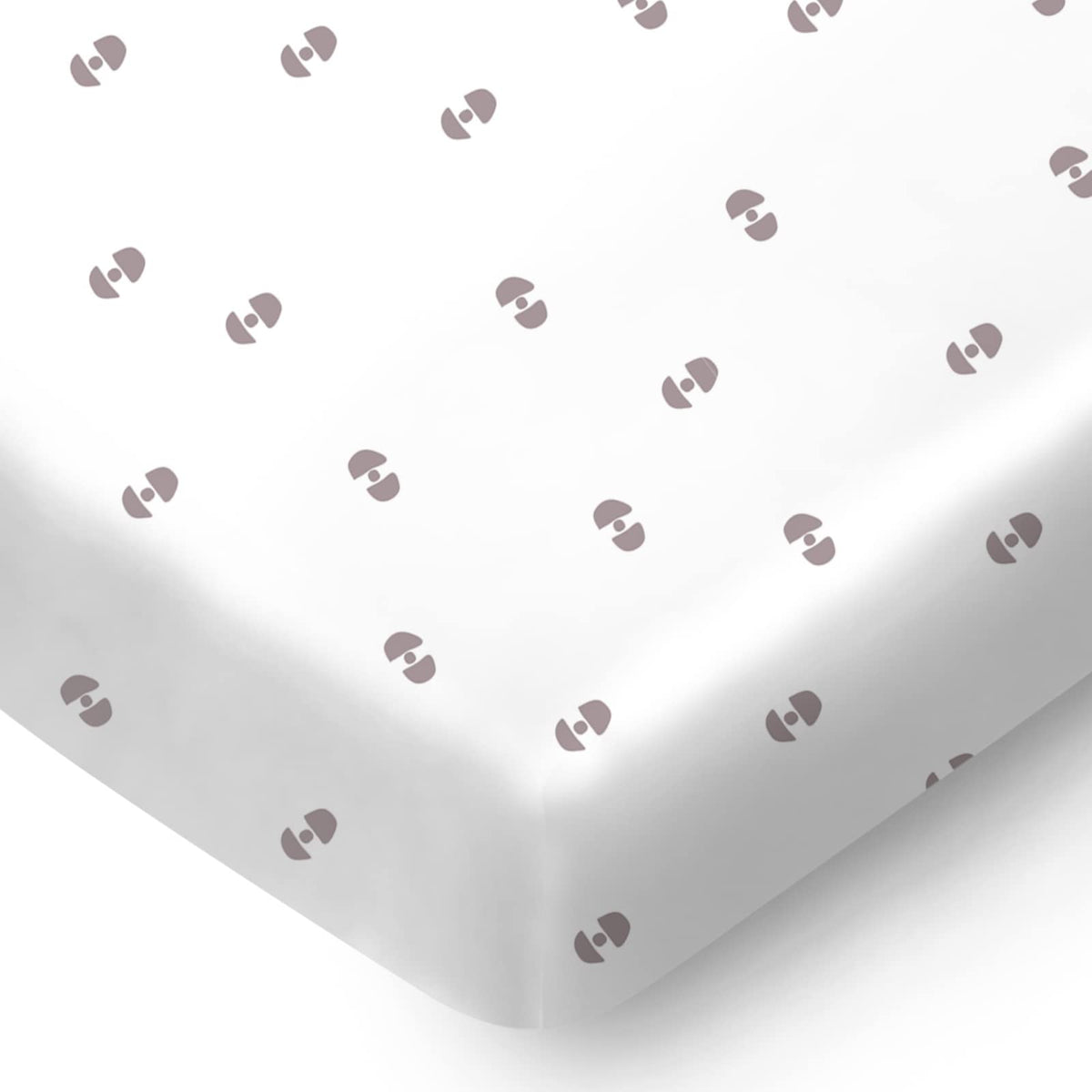 Pickle & Pumpkin mini crib sheet with geometric pattern, soft organic cotton for a cozy nursery.