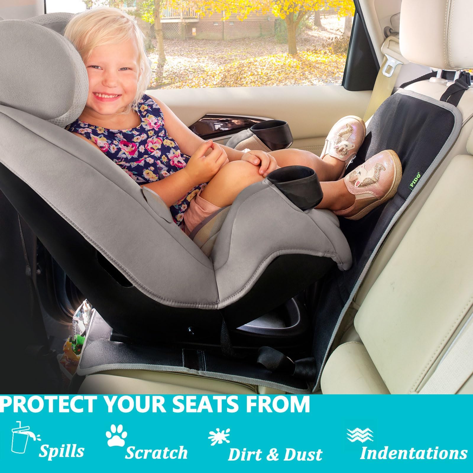PIDO easy installation with headrest straps for a snug fit