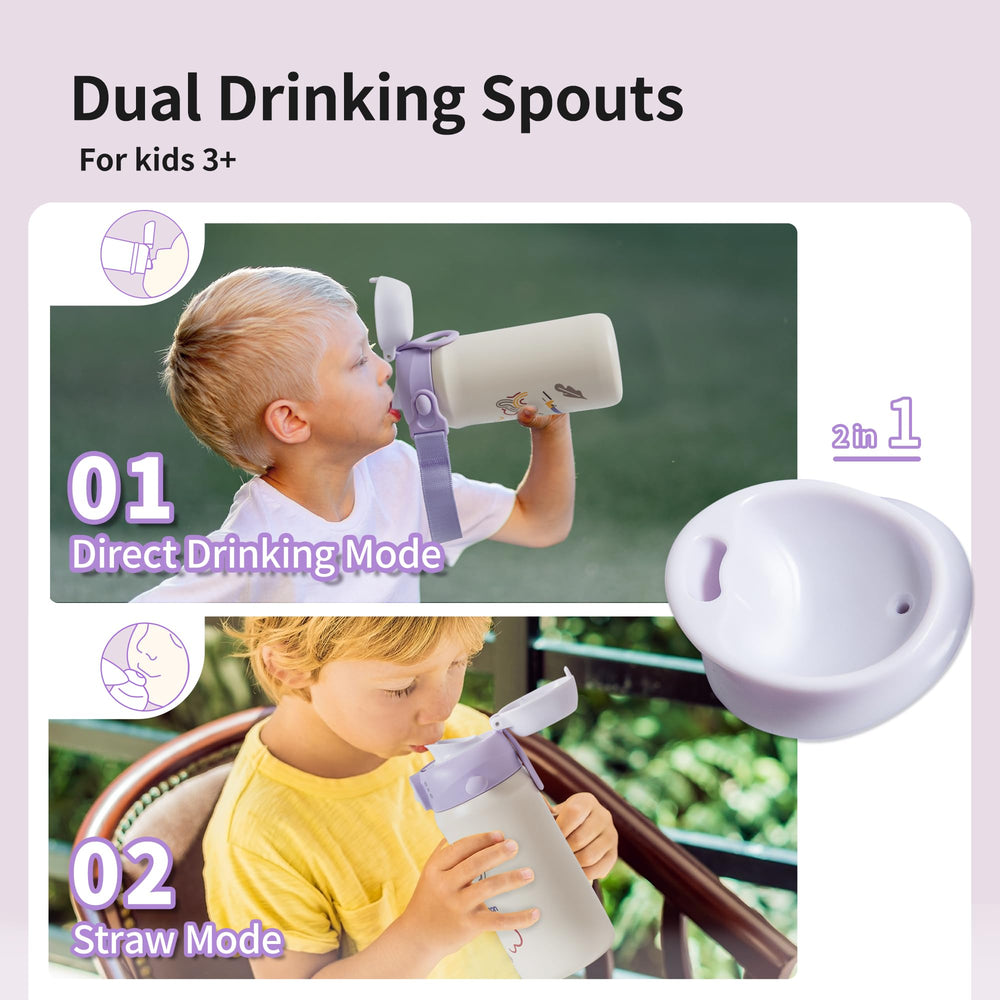 PIGEON bottle showing 2-in-1 spout for straw and direct sip.