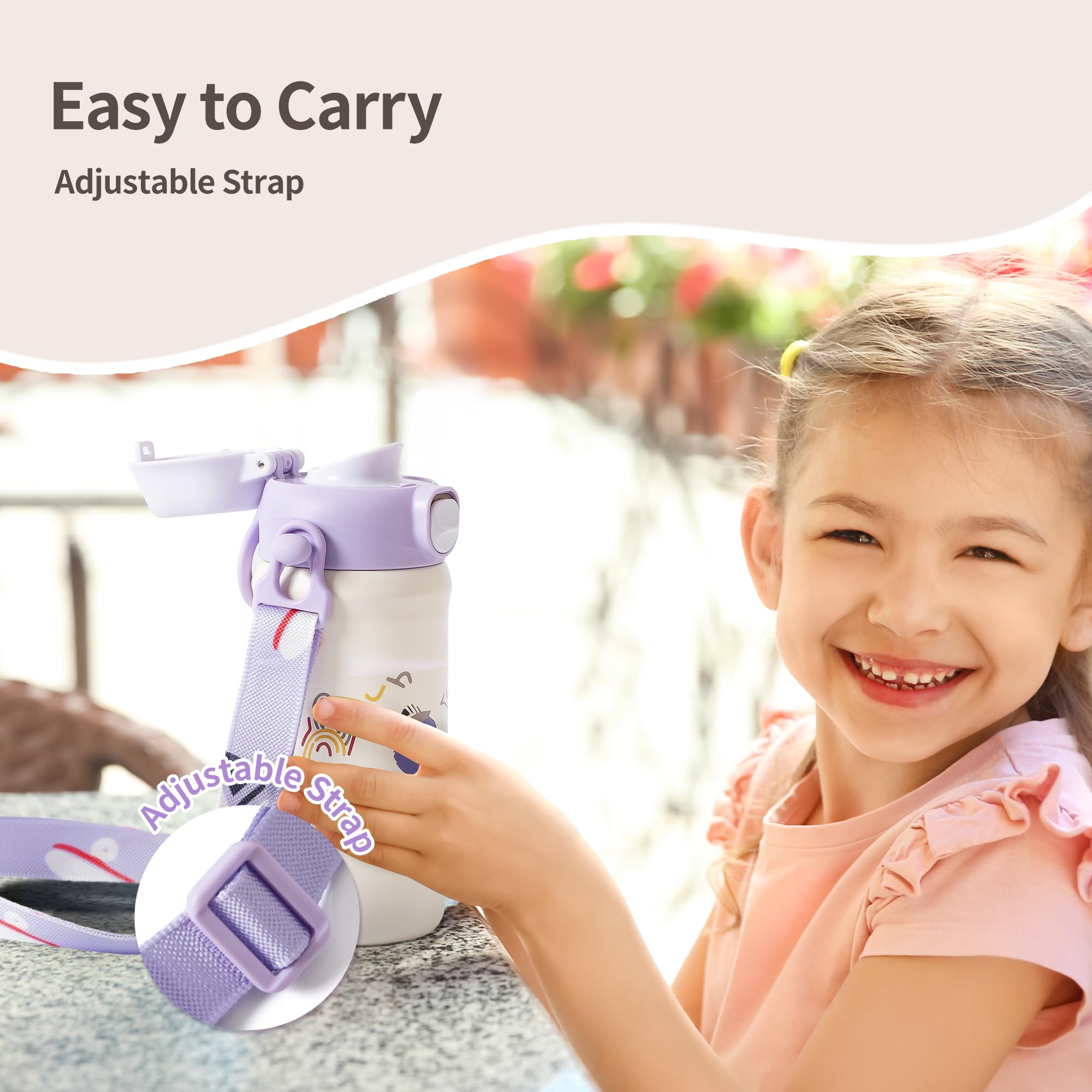 PIGEON adjustable strap for easy carrying at school or outdoors.