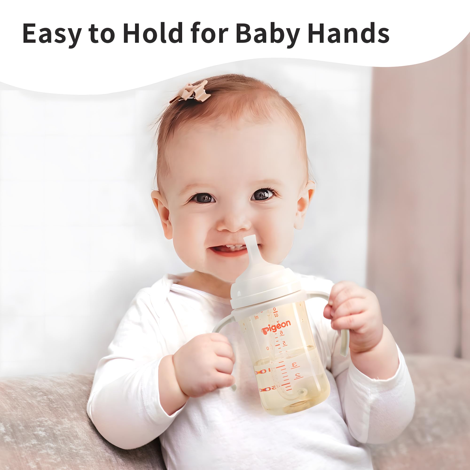 Pigeon PPSU bottle handles demonstrate twist-resistant durability during learning.
