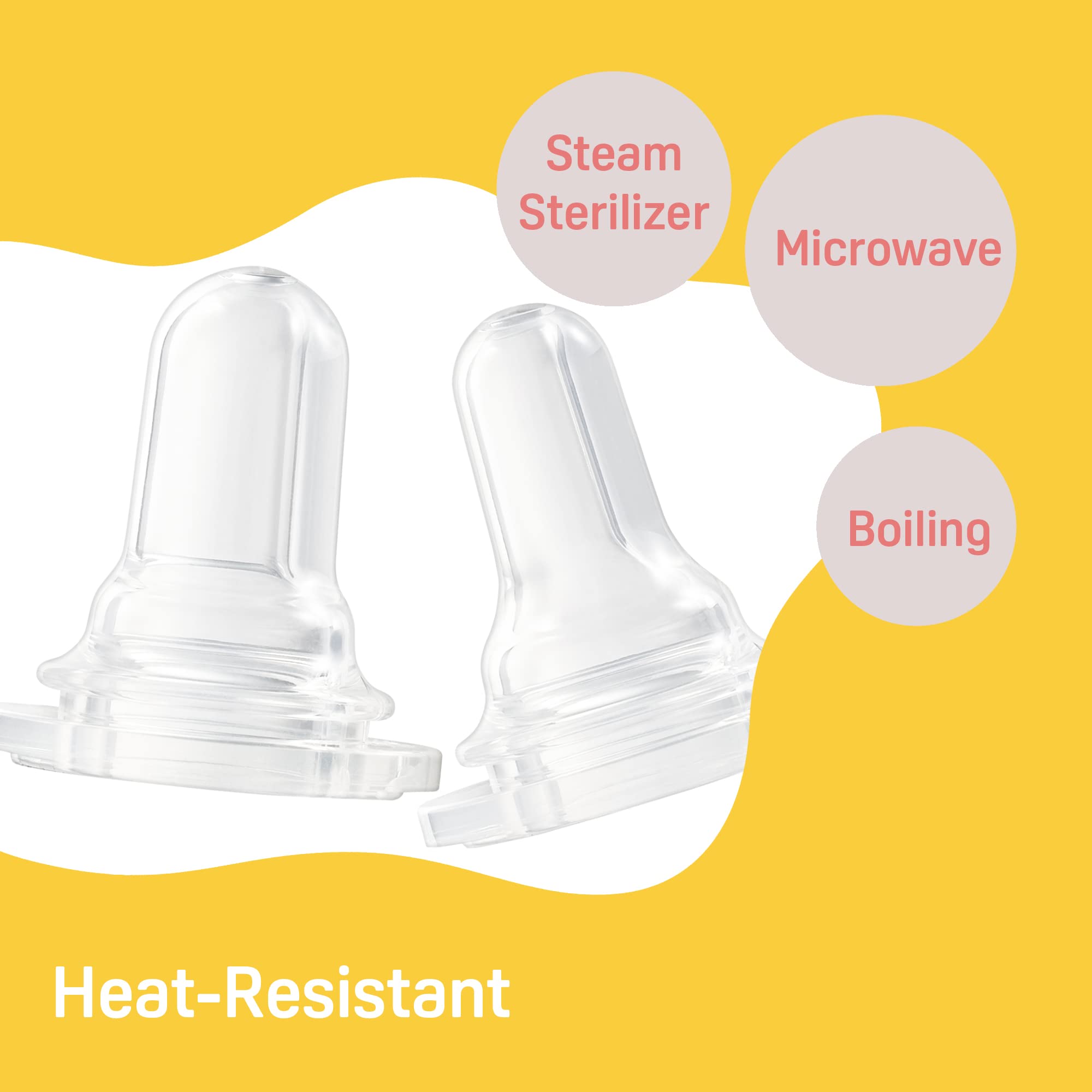 Pigeon bottle nipple vent valve triangle structure maintains smooth milk flow.
