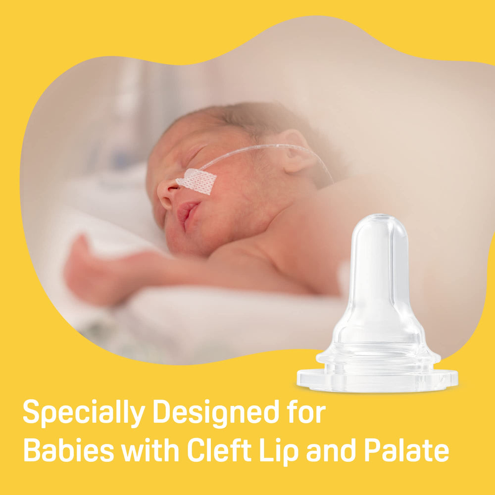 Pigeon bottle nipple Y-cut hole design supports tongue and lip coordination.