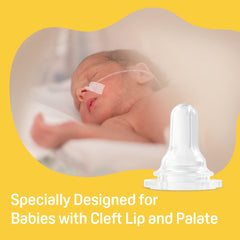 Pigeon bottle nipple Y-cut hole design supports tongue and lip coordination.