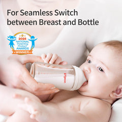 Pigeon soft silicone nipple close-up encourages natural latch.