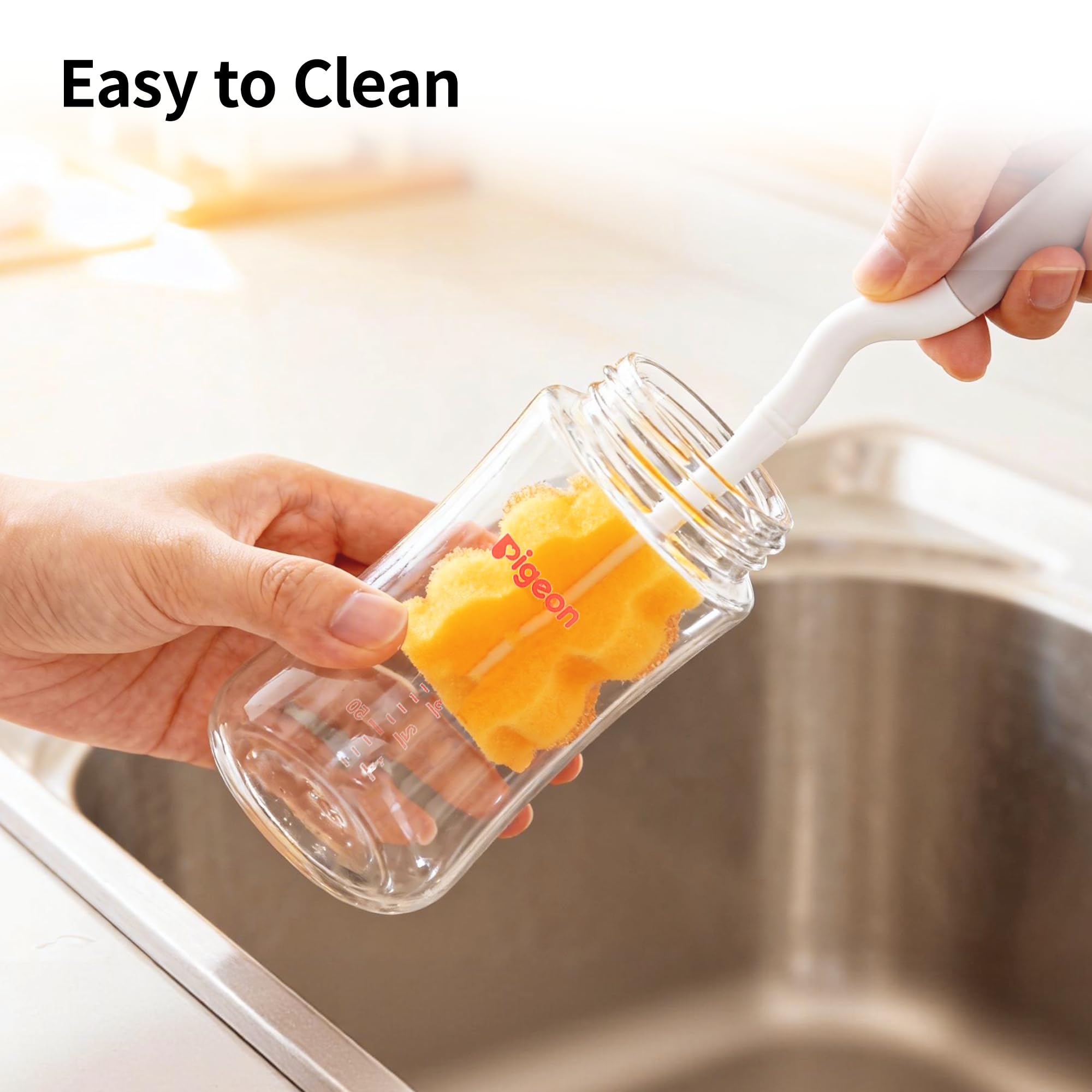 Pigeon heat-resistant bottle 160ml withstands boiling so you can sterilize safely.