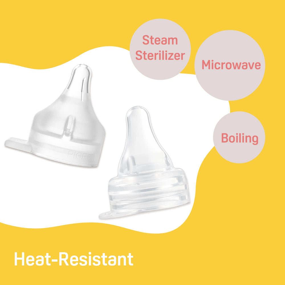 Pigeon nipple easily attaches to bottle to simplify feeding routine