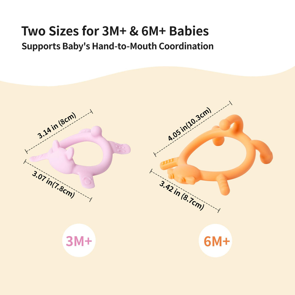 Pigeon Pink Rabbit teether designed for 3M+ exploration with gentle chew surfaces.