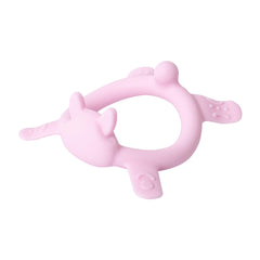 Pigeon pink rabbit teether for 3M+ babies with easy grip.