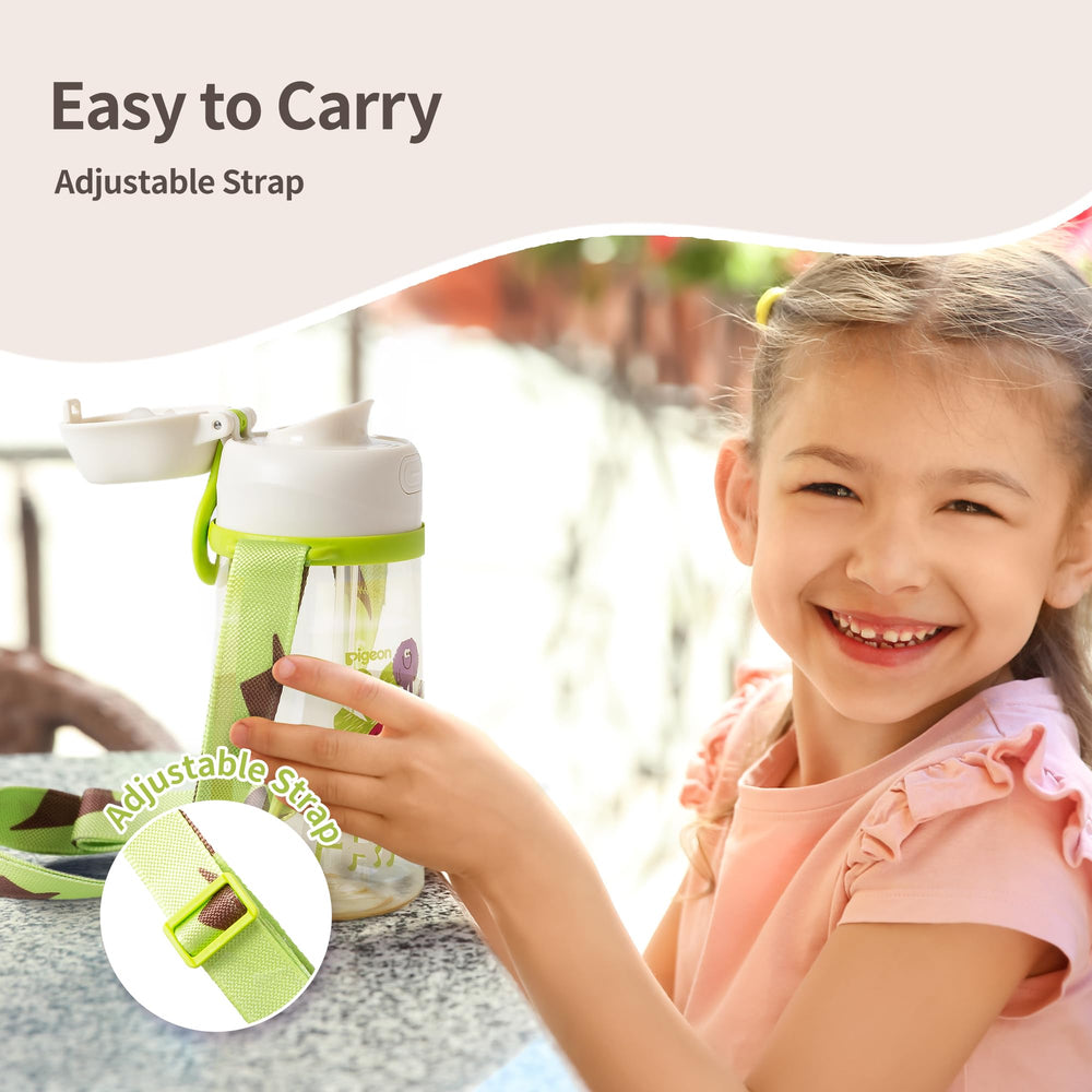 Hidden lip-shaped straw spout provides gentle sipping.