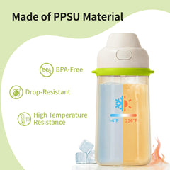 Pigeon PPSU bottle features a one-click lid for easy access during activities.