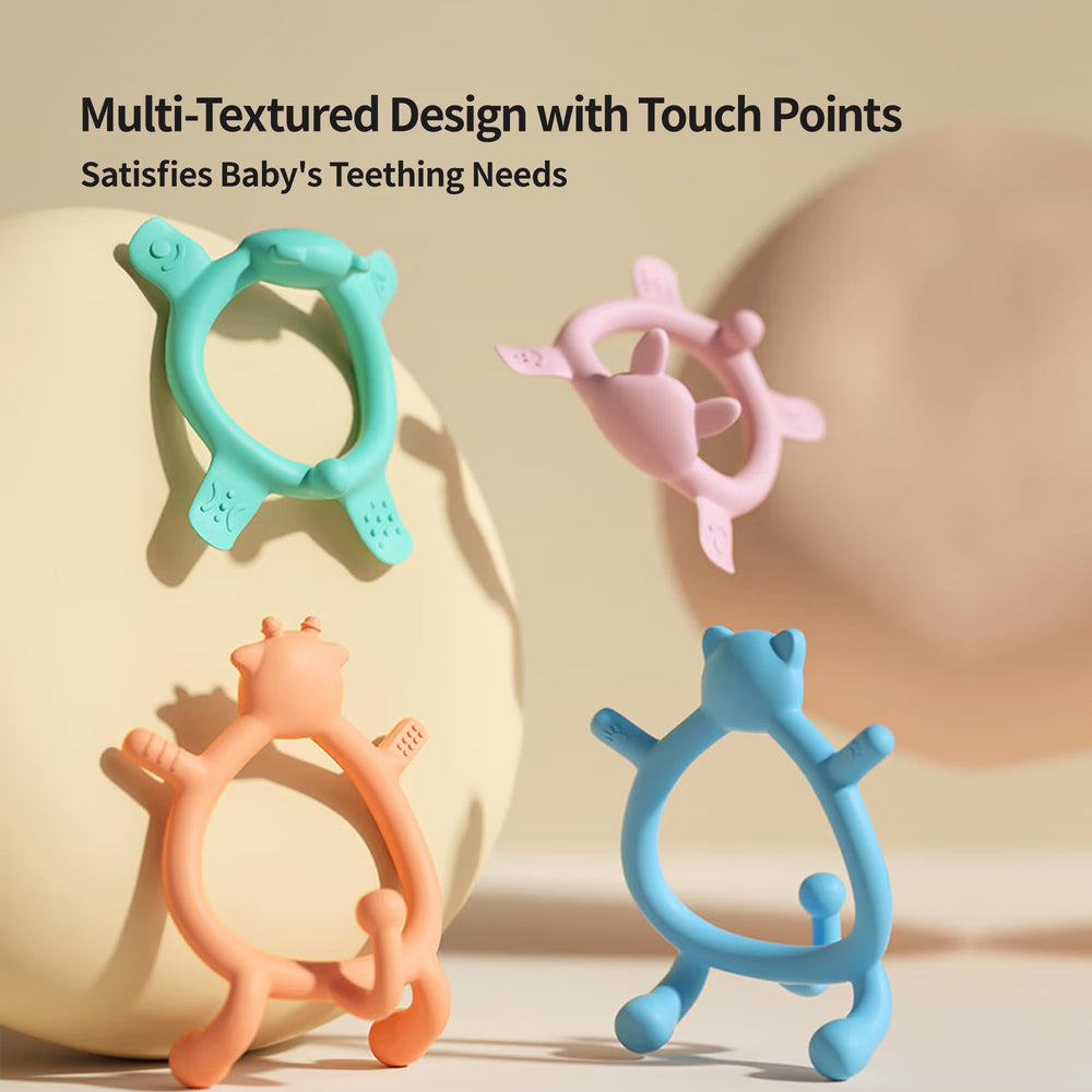 Pigeon Teether one-piece design shown for quick cleaning and safety.