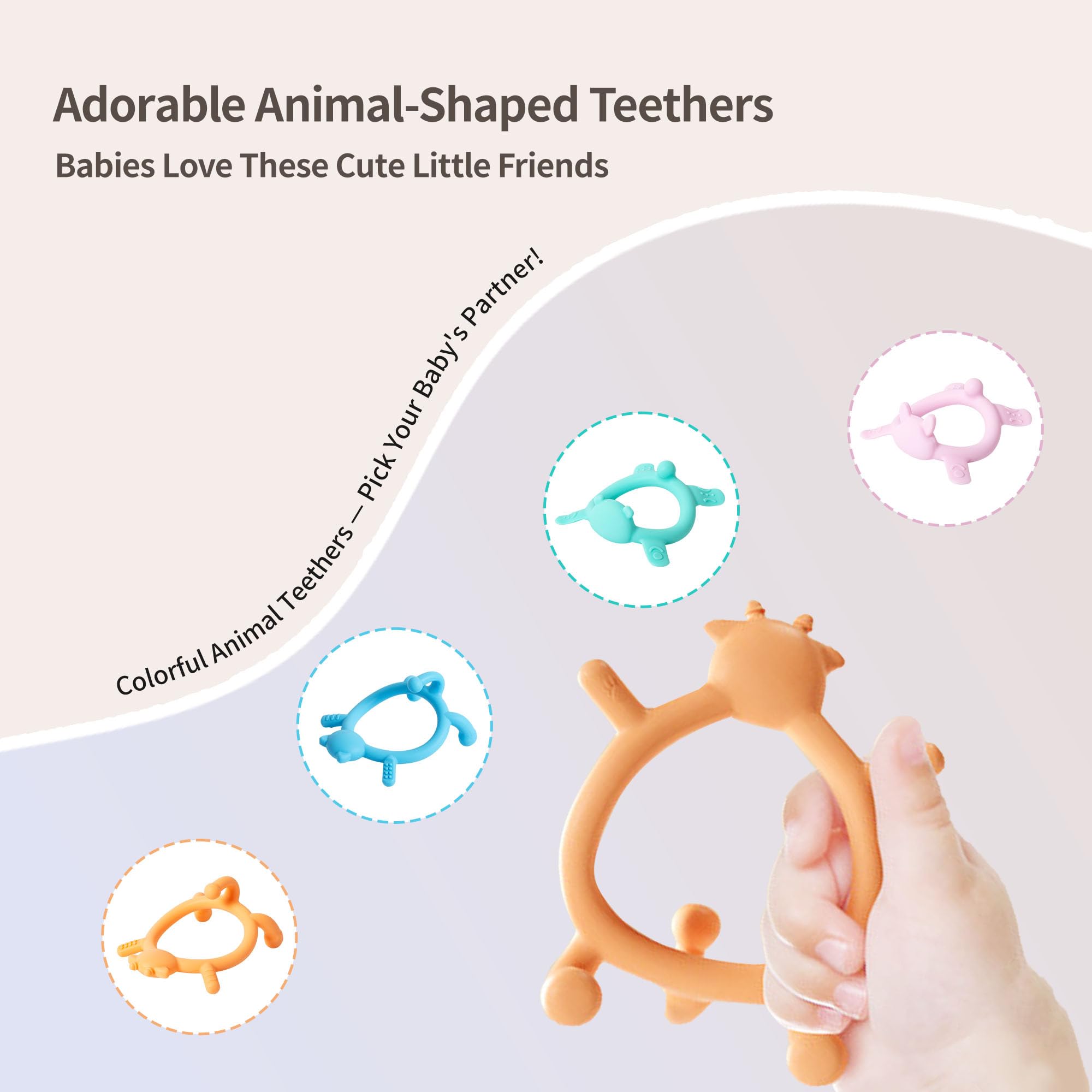 Pigeon Teether round tail detail emphasizing tactile variety for baby play.