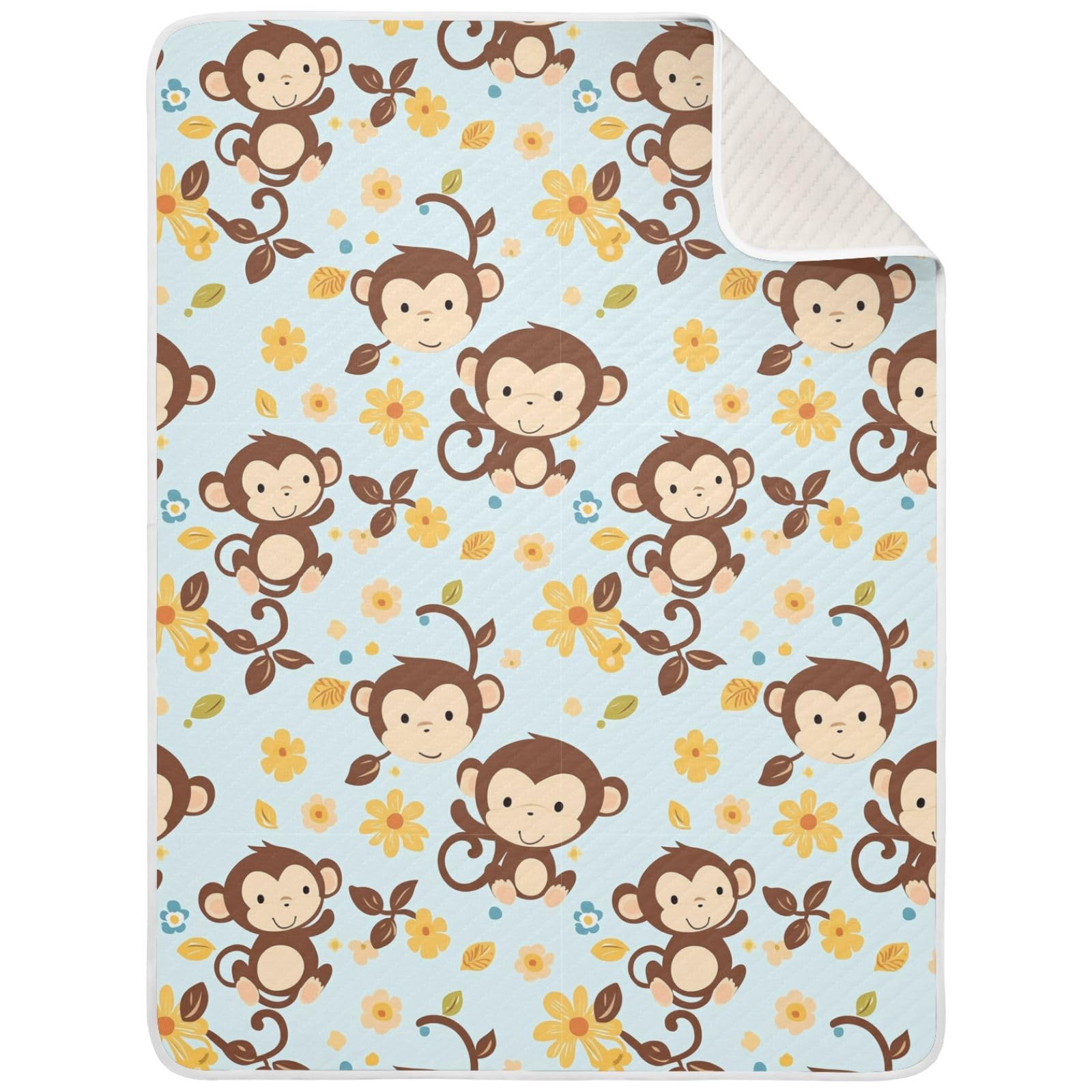 Pigsaly giraffe monkey blanket folded for travel, compact and portable.
