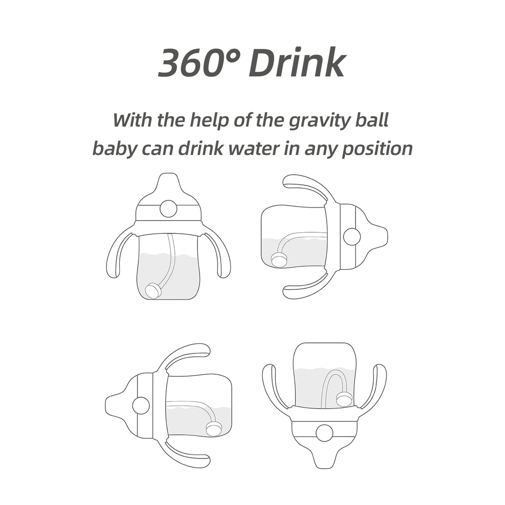 Piifur Tritan Sippy Cup Green 360 degree drinking demonstrated by gravity ball