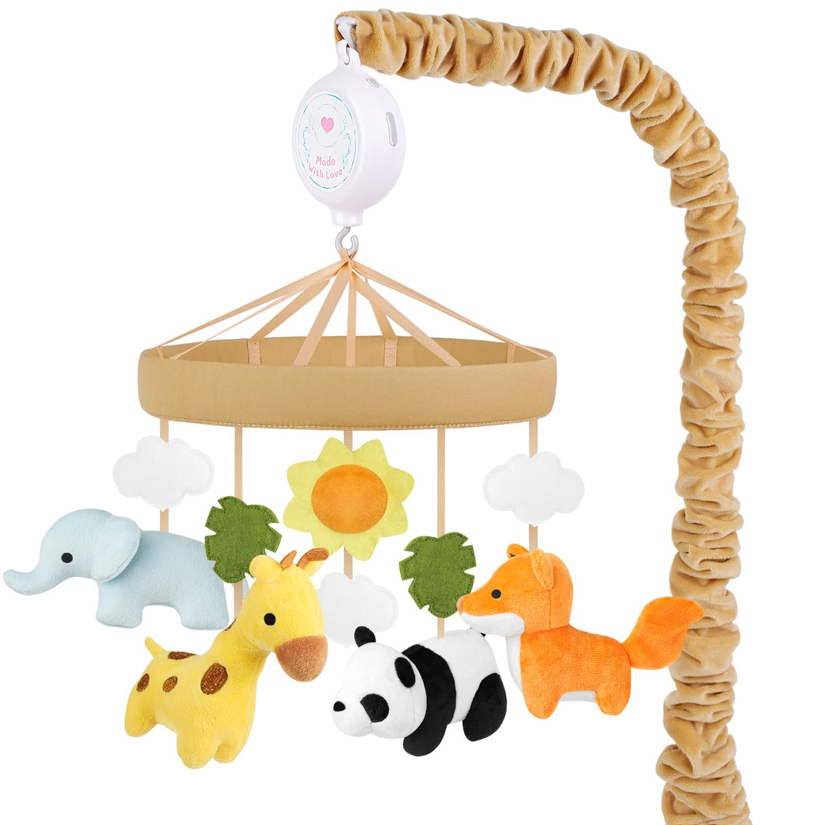 PIIKAGO Animals crib mobile elephant plush for soothing bedtime moments.