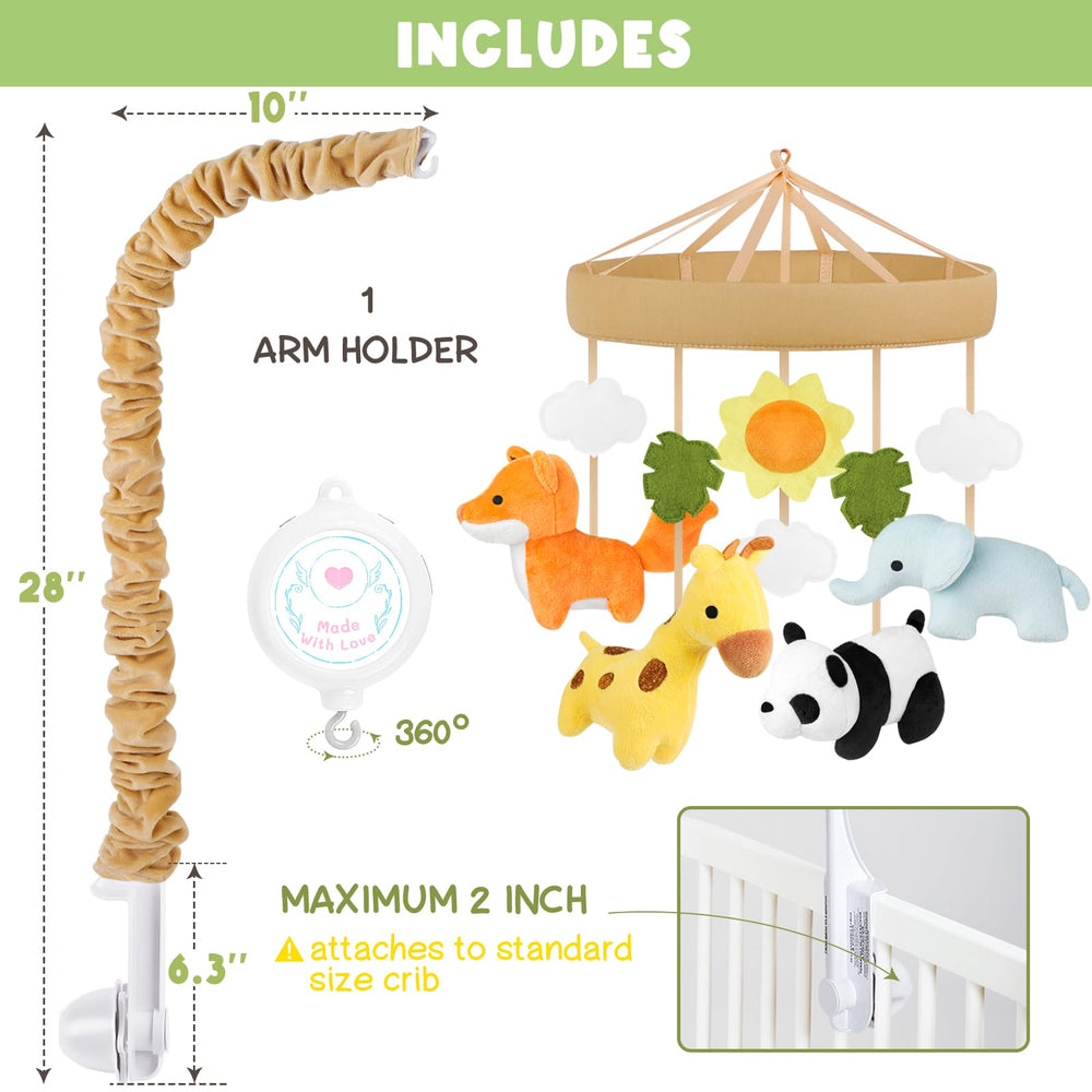 PIIKAGO Animals crib mobile leaf detail for nature-inspired nursery touch.