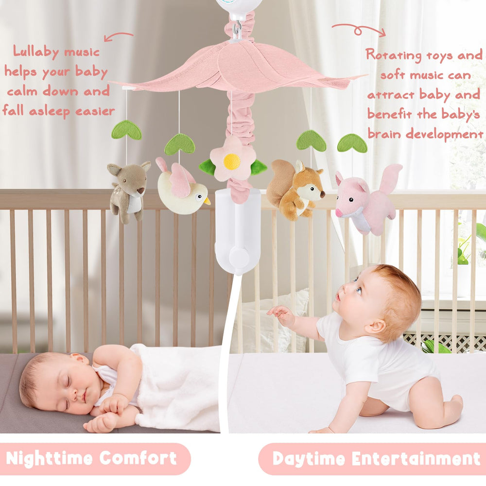 PIIKAGO woodland mobile complements nursery decor with calming woodland charm.