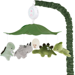 PIIKAGO dinosaur crib mobile with grey green dinos for calming bedtime visuals