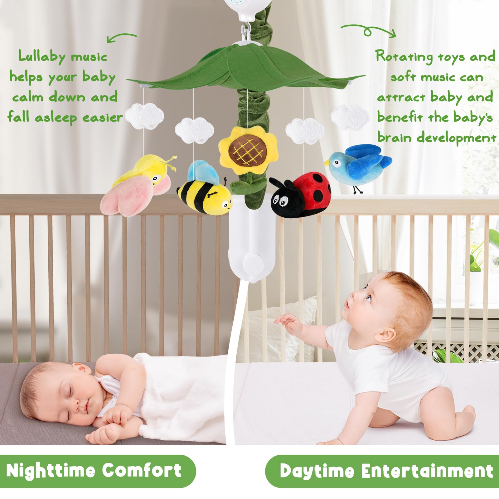 PIIKAGO Garden Friends Crib Mobile offers easy assembly and standard crib compatibility.