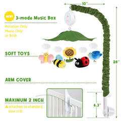 PIIKAGO Garden Friends Crib Mobile highlights a green leaf canopy for nature-inspired decor.