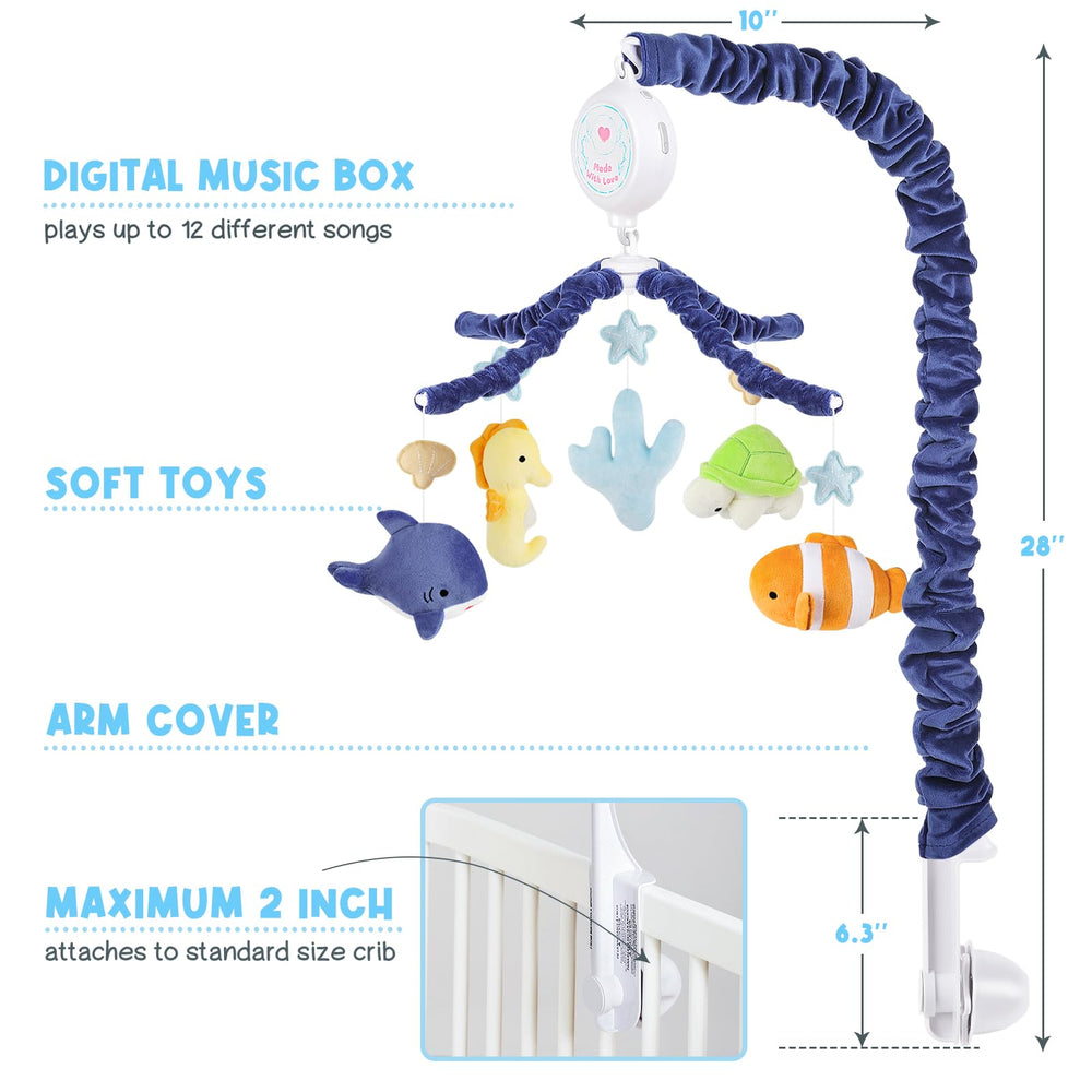 PIIKAGO Ocean Crib Mobile washable parts simplify nursery hygiene