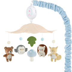 PIIKAGO Woodland crib mobile with owl enhances visual tracking and a calming bedtime routine.