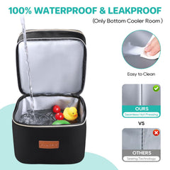 PIIOSER top compartment stores pouches, bags, and snacks for easy access.