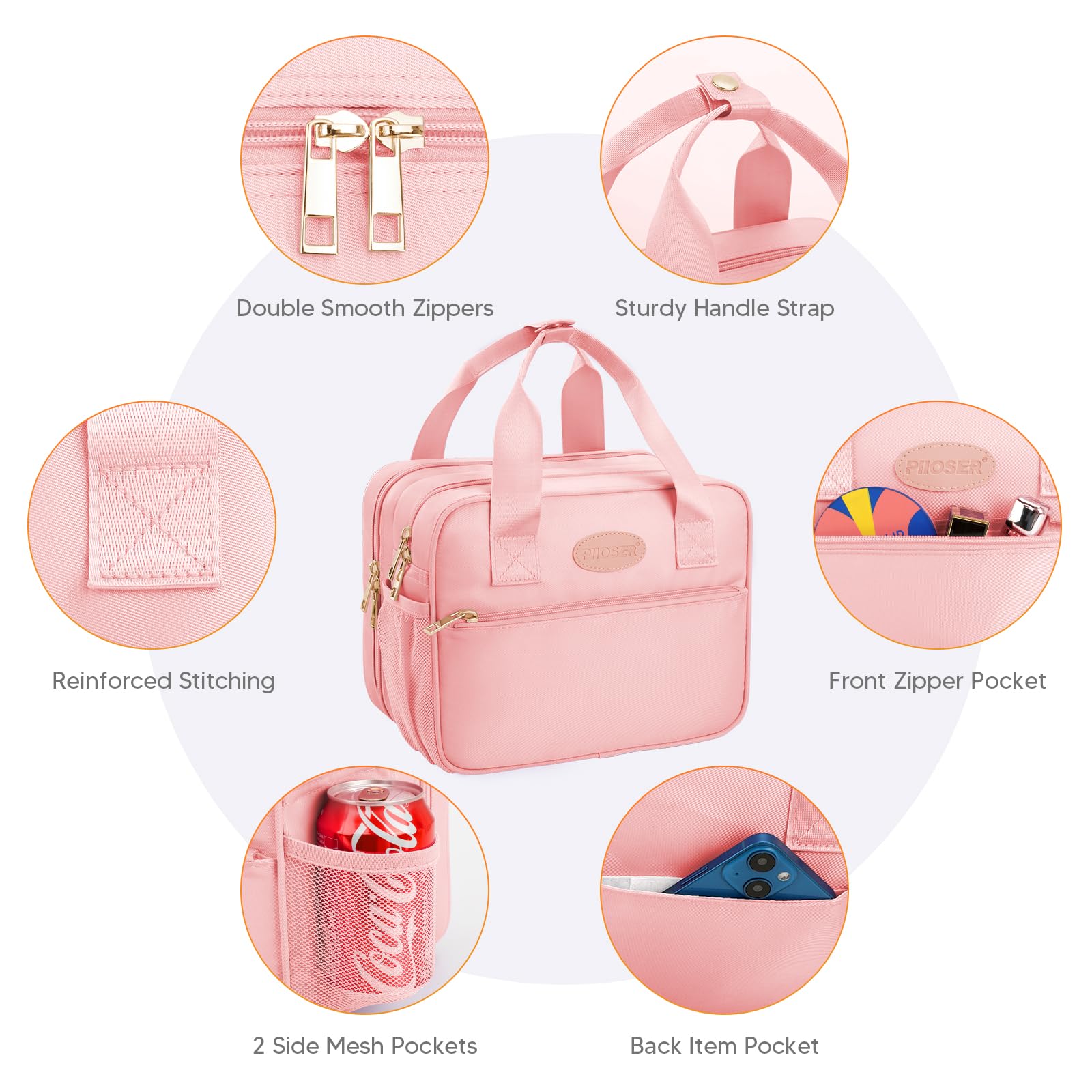 PIIOSER bag dimensions 11 by 5.5 by 8.3 inches for daily use