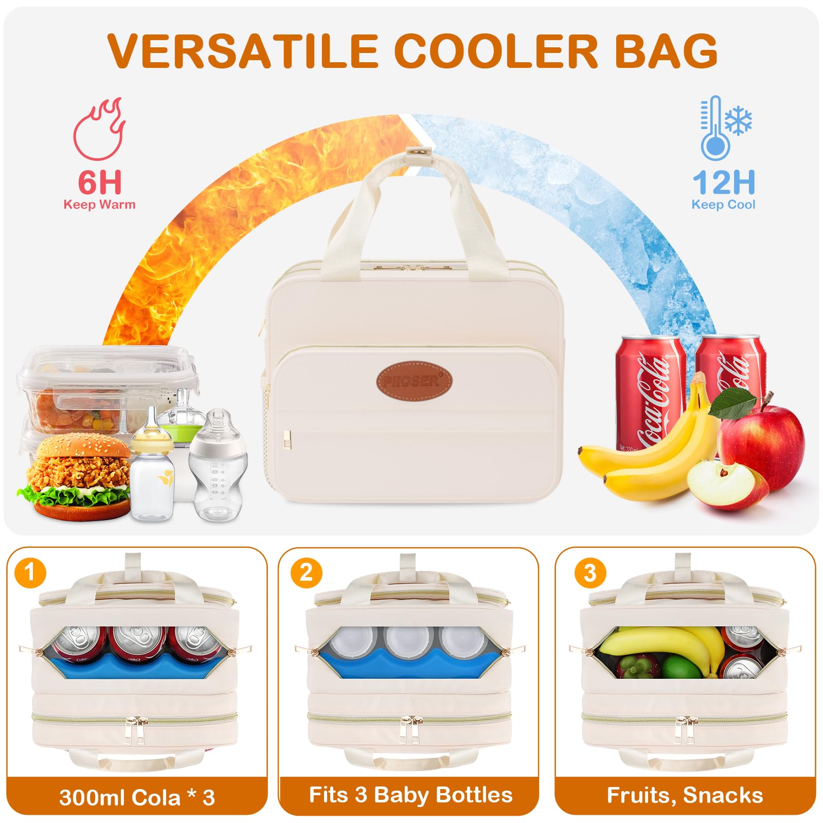PIIOSER bag fits three 9 oz bottles or three 8 oz jars