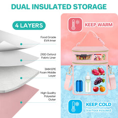 Bottom compartment of the PIIOSER bag holds six bottles for daycare or travel