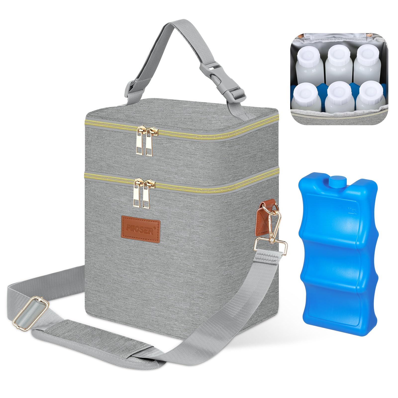 PIIOSER breastmilk cooler bag grey design complements everyday gear