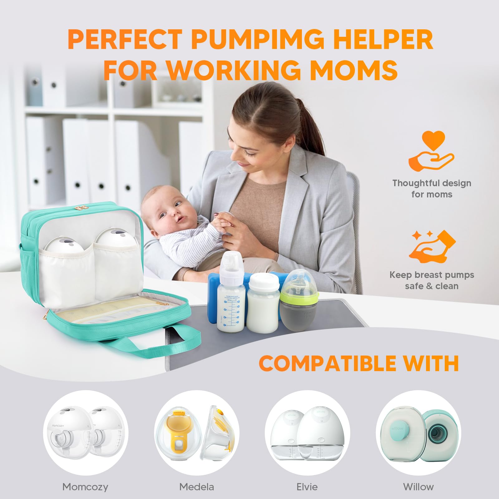 PIIOSER breastmilk cooler bag with ice pack included for cooling.