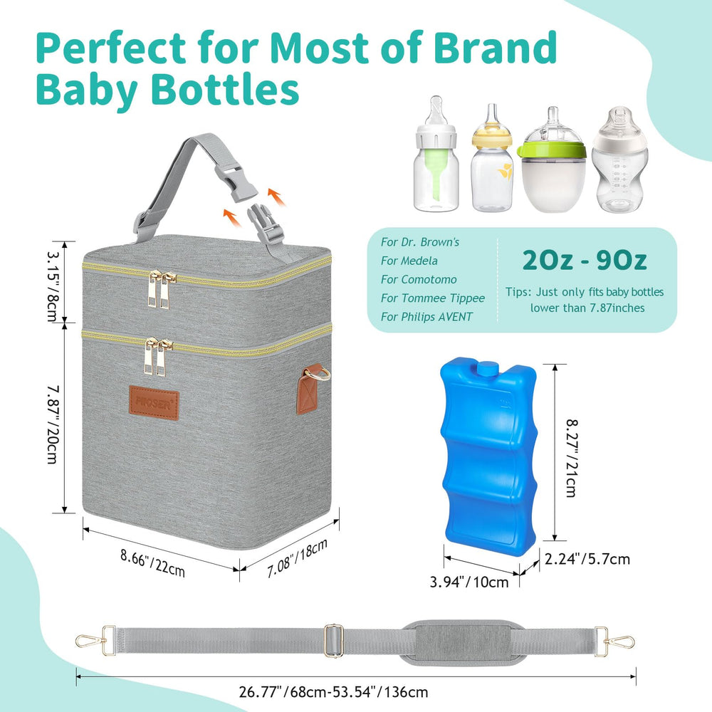 PIIOSER breastmilk cooler bag interior mesh pocket keeps wipes within reach