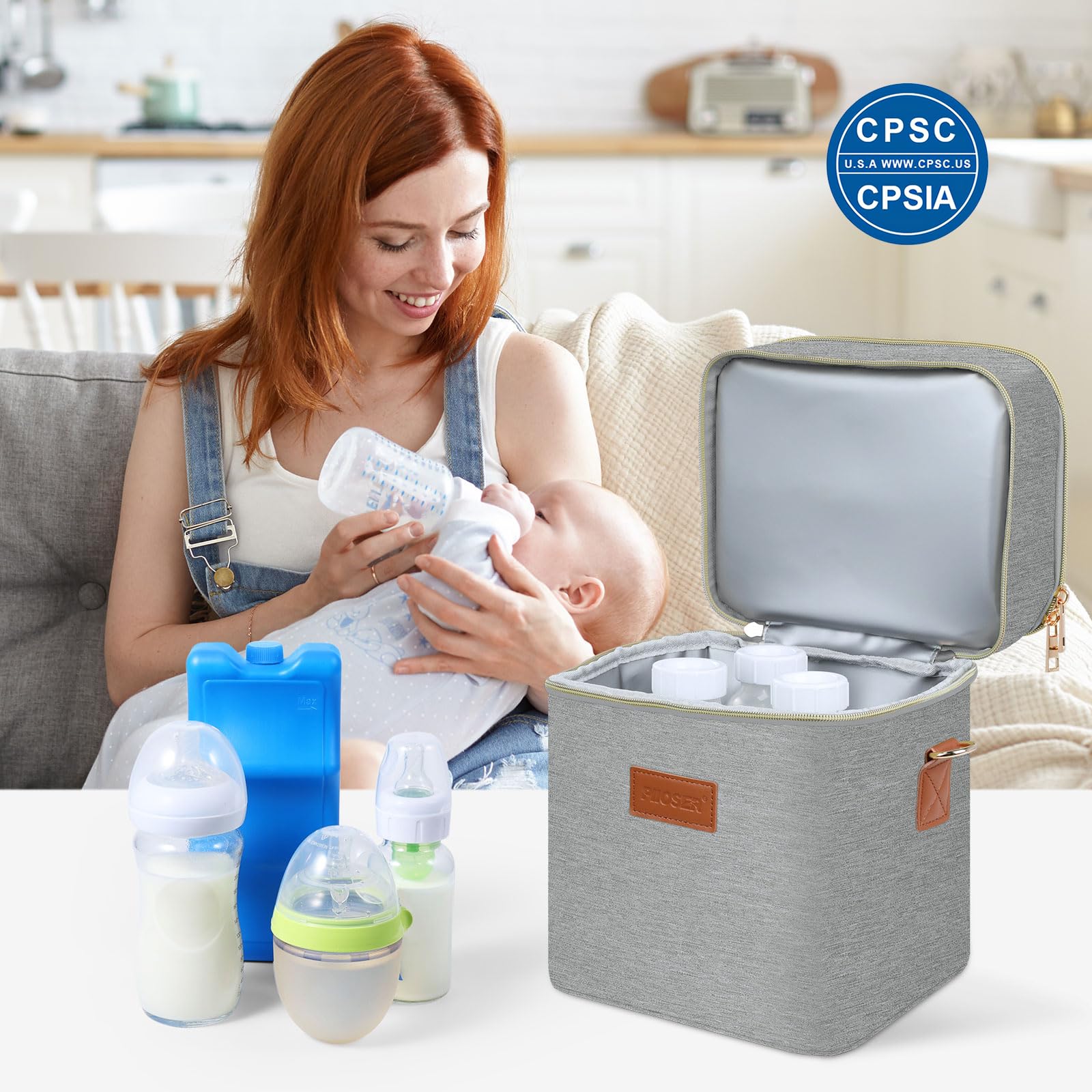 PIIOSER breastmilk cooler bag adjustable shoulder strap for comfortable carries