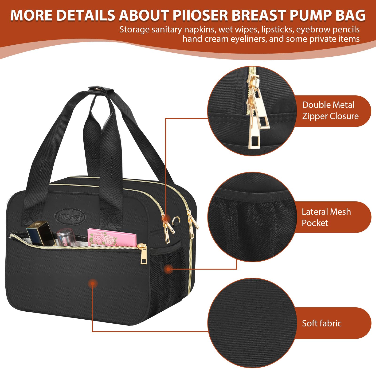 PIIOSER cooler bag holds six bottles for travel-ready feeding.
