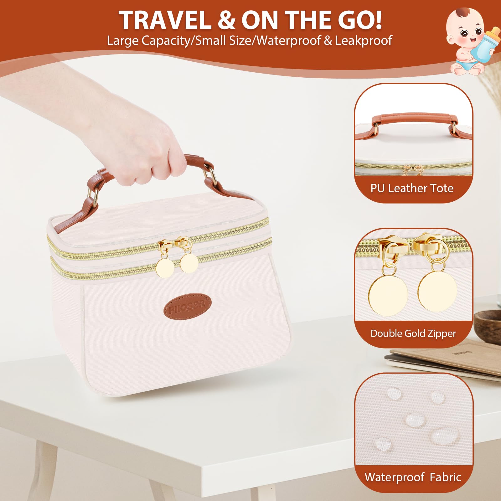 PIIOSER breast milk cooler bag top handle for easy carry
