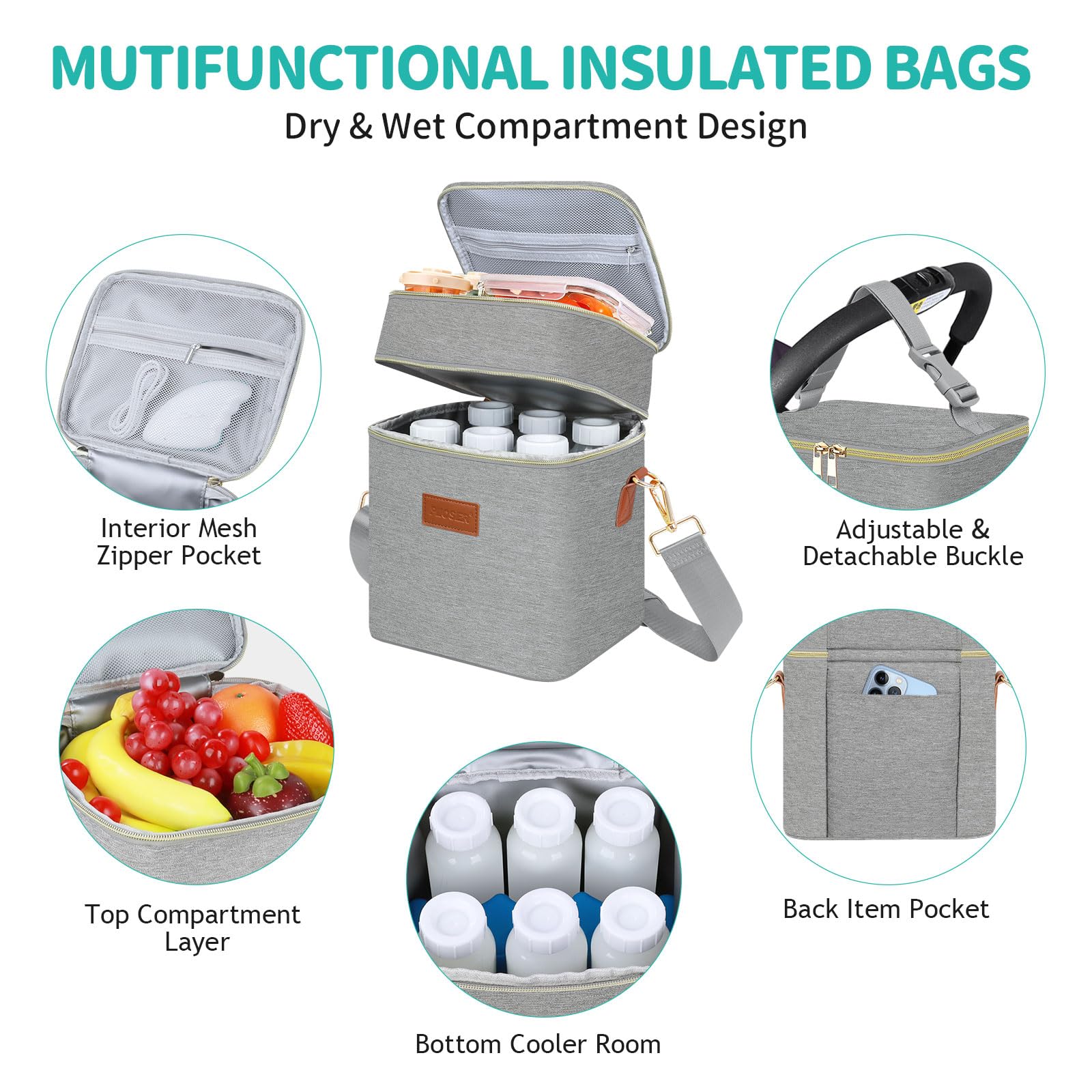 PIIOSER breastmilk cooler bag waterproof liner guards against leaks and spills