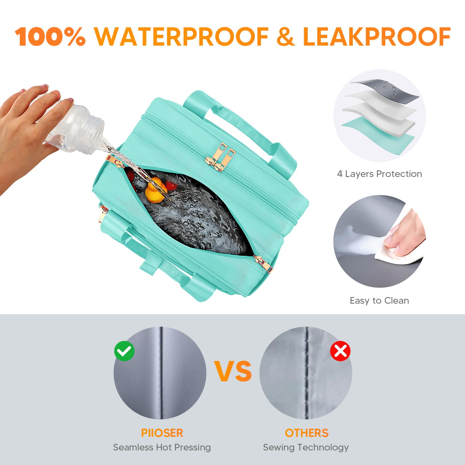 PIIOSER breastmilk cooler bag waterproof liner prevents leaks.